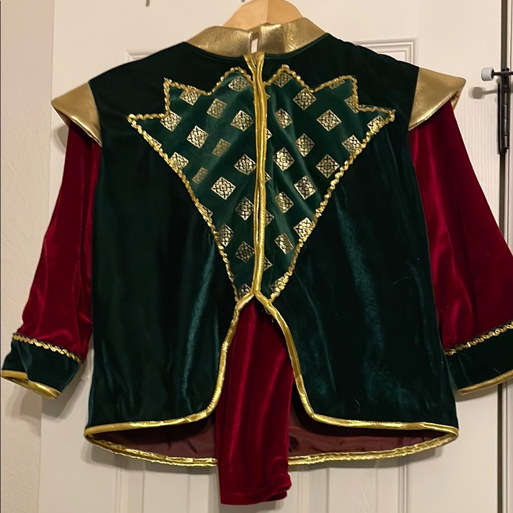 Elegant Green and Red Velvet Costume Jacket